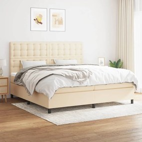 vidaXL Cama com molas/colchão 200x200 cm tecido cor creme