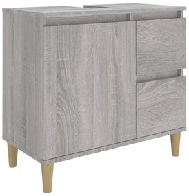 3 pcs conjunto móveis WC derivados de madeira cinzento sonoma