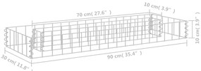 Canteiro elevado/cesto gabião 90x30x10 cm aço galvanizado
