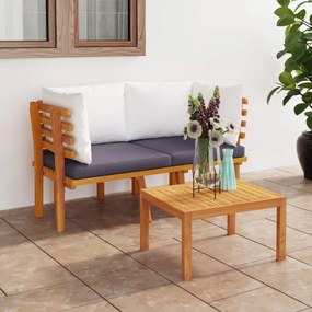vidaXL Sofá de jardim 2 lugares c/ almofadões madeira de acácia maciça