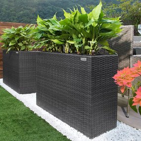 Vaso de flores Polyrattan 83x30,5x60cm Preto