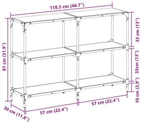 Mesa consola com tampo em vidro transparente 118,5x30x81 cm aço