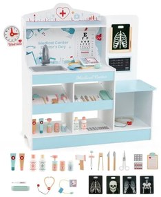 Conjunto de médico de madeira com estetoscópio para crianças maiores de 3 anos - rosa