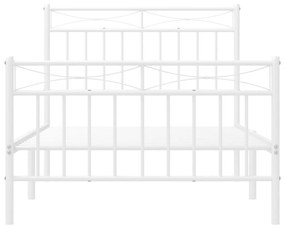 Estrutura de cama com cabeceira e pés 100x190 cm metal branco