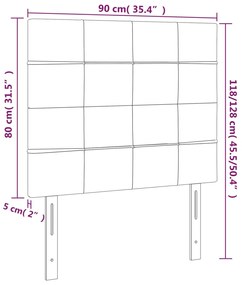 Cabeceira de cama c/ LED tecido 90x5x118/128 cm cinza-escuro