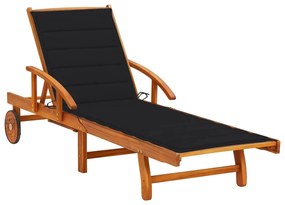 vidaXL Espreguiçadeira de jardim com almofadão madeira acácia maciça