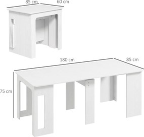 Mesa de jantar dobrável, mesa dobrável de cozinha extensível para até 6 pessoas, para espaços pequenos, sala de jantar, branca