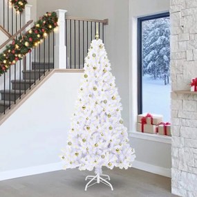 vidaXL Árvore de Natal Artificial com 300 LEDs Branco 240 cm PVC e Aço