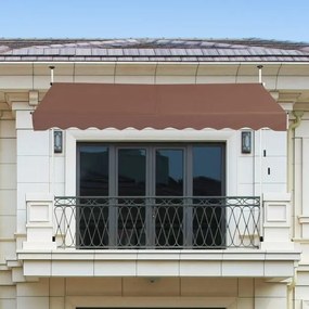 Toldo Telescópico e Retrátil 300 x 120 cm Resistente aos Raios UV Impermeável com Manivela Manual e Altura Ajustável para Janela Varanda castanho