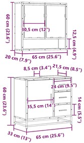 2 pcs conjunto móveis WC derivados de madeira sonoma cinza