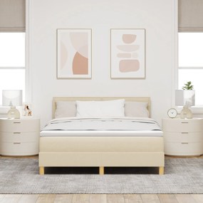 Cama Box Spring com Colchão Creme 160x200 cm Tecido