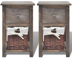 Mesas cabeceira 2 pcs madeira castanho