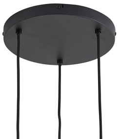 Candeeiro suspenso de design preto com vidro fumado e 3 luzes - Ana Design