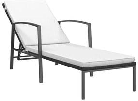 Espreguiçadeiras com mesa 2 pcs vime PE preto