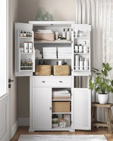 Armário de cozinha com prateleiras e gavetas 40 x 76 x 182,1 cm Branco
