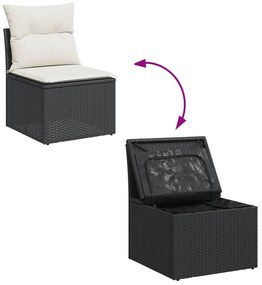 13 pcs conjunto de sofás de jardim com almofadões vime PE preto