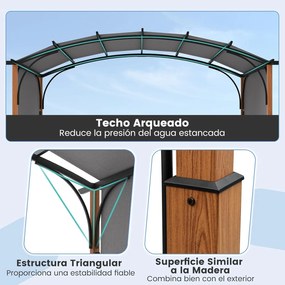 Pérgola de metal em arco retrátil com Toldo retrátil  360 x 300 cm Cinzento