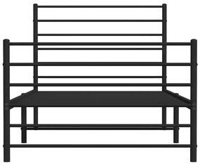 Estrutura de cama com cabeceira e pés 100x190 cm metal preto