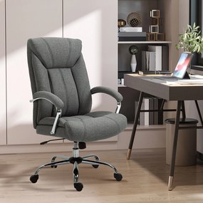 Cadeira de escritório, ergonómica, altura ajustável, encosto alto, função de balanço, 65 x 78 x 118 cm, cinzenta