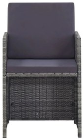 9 pcs conjunto jantar exterior c/ almofadões vime PE antracite