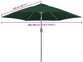 Tecido de substituição p/ guarda-sol de exterior 300 cm verde