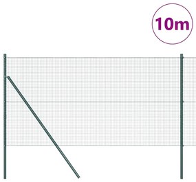 Cerca de Arame Soldado com 7 Postes Verde 1.2x10 m Aço