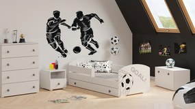 Cama infantil branca 140x70 futebol com gaveta - colchão e estrado incluído
