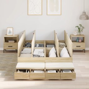 Estrado de Cama com Armazenamento Carvalho Sonoma 120x200 cm