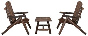 3 pcs conjunto lounge de jardim madeira de abeto maciça