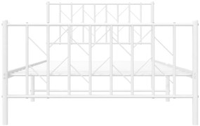 Estrutura de cama com cabeceira e pés 107x203 cm metal branco
