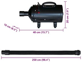 Secador cães com 3 bicos 2400 W preto