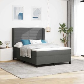 vidaXL Cama Box com Colchão Cinza Escuro 140x200 cm em Tecido