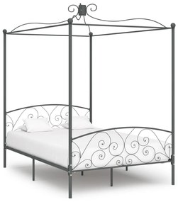 284483 vidaXL Estrutura de cama com dossel 140x200 cm metal cinzento