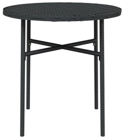 3 pcs conjunto de jantar para jardim vime PE preto
