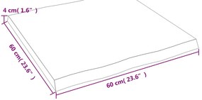 Tampo de mesa com bordas vivas maciço tratado castanho-escuro