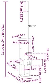 Árvore gatos altura ajust. chão-teto 258,5-284,5cm cinza-escuro