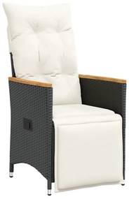 9 pcs conjunto de bistrô p/ jardim c/ almofadões vime PE preto