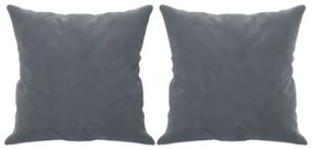 Sofá 2 lug. c/ almofadas decorativas 140 cm veludo cinza-escuro