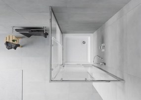 Mexen Rio cabine de duche quadrada 70 x 70 cm, riscas brancas, cromado + base, branca - 860-070-070-01-20-4510
