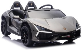 Carro elétrico para Crianças 2 Lugares Lamborghini Revuelto XL STRONG 24V, Rodas AR bombeado, Assento Couro ecológico Cinzento