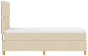 Cama Box Spring com Colchão &amp; LED Creme 90x200 cm Tecido