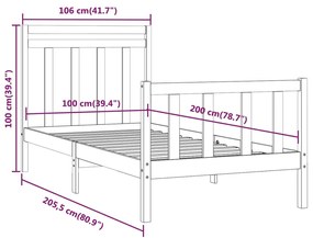 Estrutura de cama 100x200 cm pinho maciço branco