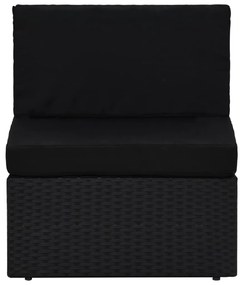 8 pcs conjunto lounge de jardim c/ almofadões vime PE preto
