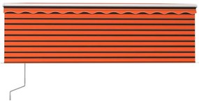 Toldo retrátil automático com estore 4x3 m laranja e castanho