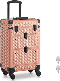 Mala de cosméticos trolley estojo de cabeleireiro 34 x 24 x 56 cm champanhe dourado