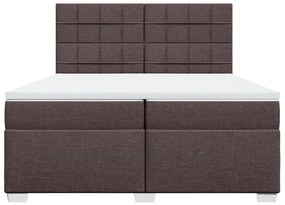 Cama com molas/colchão 200x200 cm tecido castanho-escuro