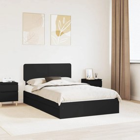 vidaXL Cama com Armazenamento Preto 135 x 190 cm Madeira processada