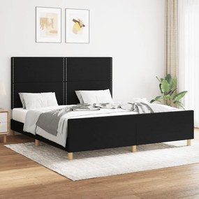 Estrutura de cama 160x200 cm tecido preto