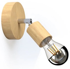 Fermaluce Wood 90° punto luce a parete o soffitto in legno naturale
