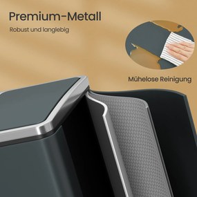 Caixote do lixo com 2 compartimentos 41 x 31,5 x 47 cm verde acinzentado